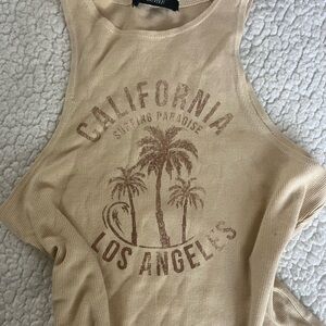 California Los Angeles Beige Tank Top